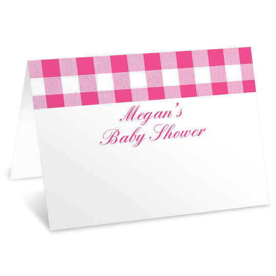 Pink Gingham Folded Place Cards